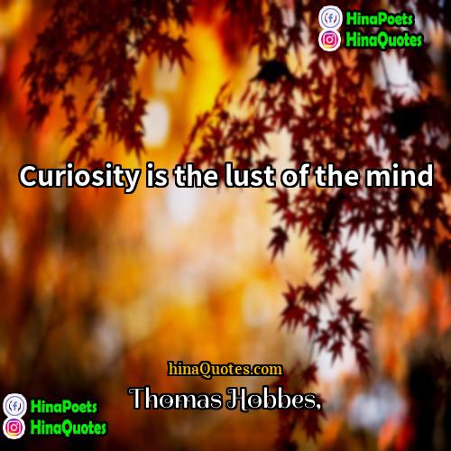 Thomas Hobbes Quotes | Curiosity is the lust of the mind.

